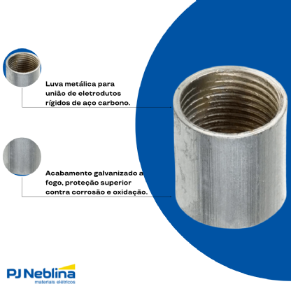 Luva Eletroduto Rr 1Pol Bsp Aço Carbono Galv Fogo Nbr 5598 - Eletroduto/Est