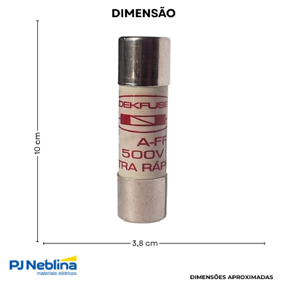 Fusível Cartucho Ultra Rápido Ar 10A 500V 10X38 mm - Dekfuse