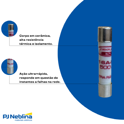 Fusível Cartucho Ultra Rápido Ar 16A 500V 6X32 mm - Dekfuse