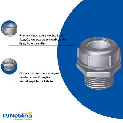 Prensa Cabo 1Pol 20-22,5Mm Bsp Alumínio Vd C/Vedação Ip52 - Wetzel