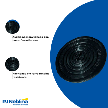 Tampa Para Caixa Inspeção Terra 300Mm Ferro Fundido Simples Preto - Paratec