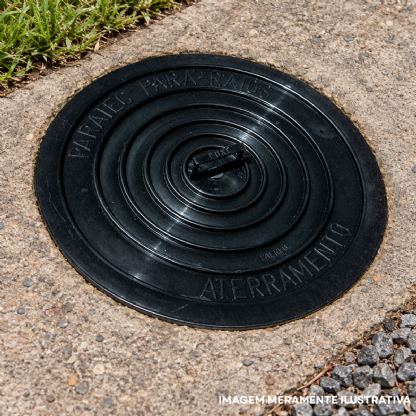 Tampa Para Caixa Inspeção Terra 300Mm Ferro Fundido Simples Preto - Paratec
