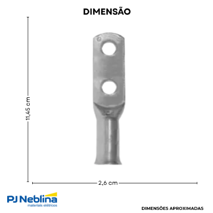 Terminal Compressão 185Mm 2 Compr 2 Furos F=13,8Mm 1/2 (M12) - Intelli