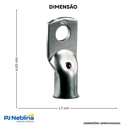 Terminal Compressão Boca Expandida 95Mm 1 Compr 1 Furo F=10,5Mm 3/8 (M10) - Magnet