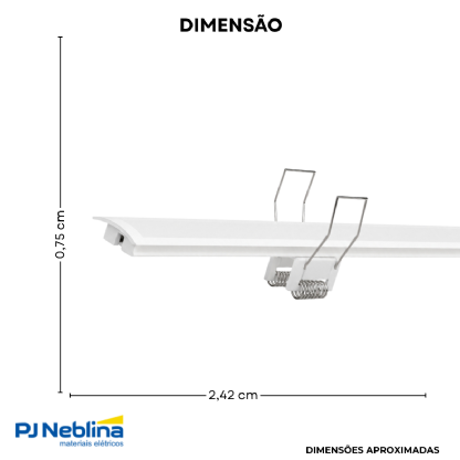 Perfil De Embutir C/ Mola 24,2Mmx7,51Mm Nano Bc Difusor Bc 1Mt - Luminatti
