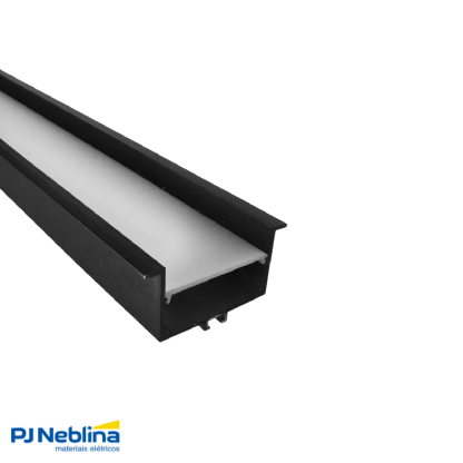 Perfil De Embutir Recuado C/ Mola 64Mmx34Mm Preto Dif Bc 2Mt - Luminatti