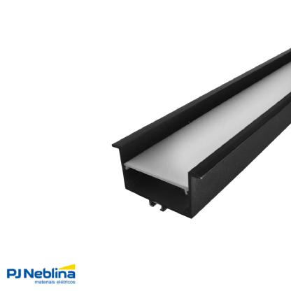 Perfil De Embutir Recuado C/ Mola 64Mmx34Mm Preto Dif Bc 2Mt - Luminatti