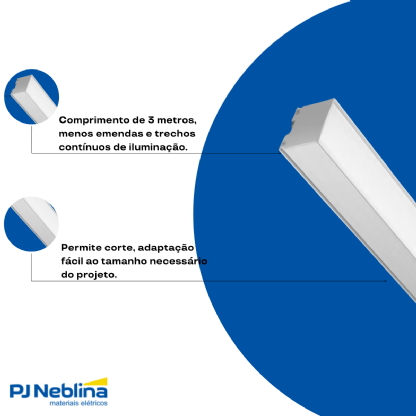 Perfil De Sobrepor C/ Mola 35Mmx 25Mm Bc Difusor Branco 3Mt - Luminatti