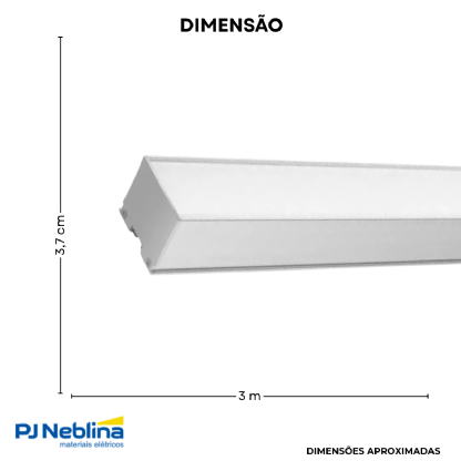Perfil De Sobrepor C/ Mola 35Mmx 25Mm Bc Difusor Branco 3Mt - Luminatti