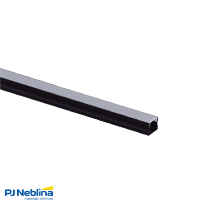 Perfil Sobrepor C/ Mola 17,2Mmx14,4Mm Preto Difusor Branco 1M - Luminatti
