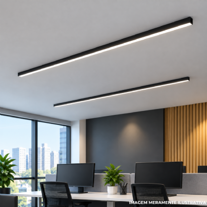 Perfil Sobrepor Nano 17,5Mmx9Mm Preto 1M - Luminatti