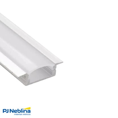Perfil Embutir Nano 24,2X7,51Mm 3Mt Branco Difusor Branco C/Mola - Luminatti