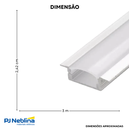Perfil Embutir Nano 24,2X7,51Mm 3Mt Branco Difusor Branco C/Mola - Luminatti