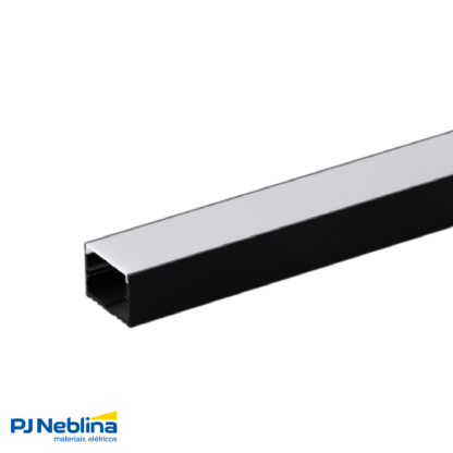 Perfil De Sobrepor C/ Mola 50Mmx30Mm Preto Difusor Branco 3Mt - Luminatti