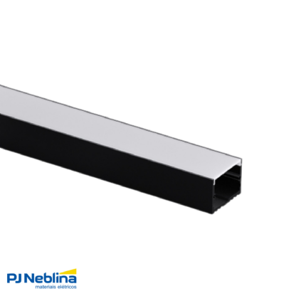 Perfil De Sobrepor C/ Mola 50Mmx30Mm Preto Difusor Branco 2Mt - Luminatti