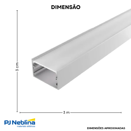 Perfil De Sobrepor C/ Mola 50Mmx30Mm Branco Difusor Bc 3Mt - Luminatti