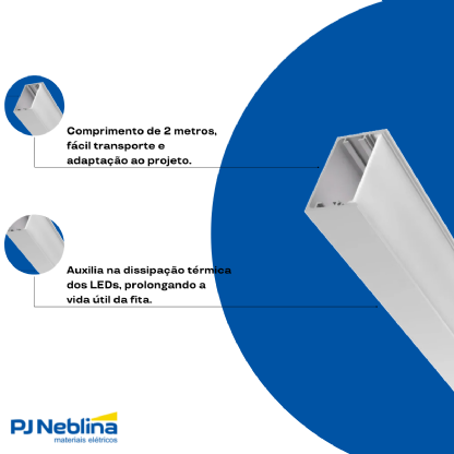 Perfil De Sobrepor C/ Mola 50Mmx30Mm Branco Difusor Branco 2Mt - Luminatti