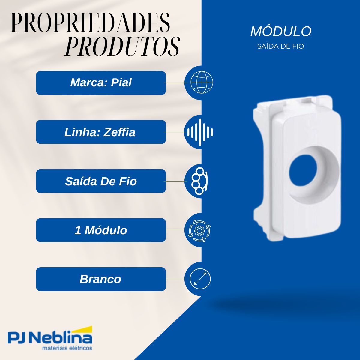 Módulo Saída De Fio 1 Módulo Branco Zeffia - Pial