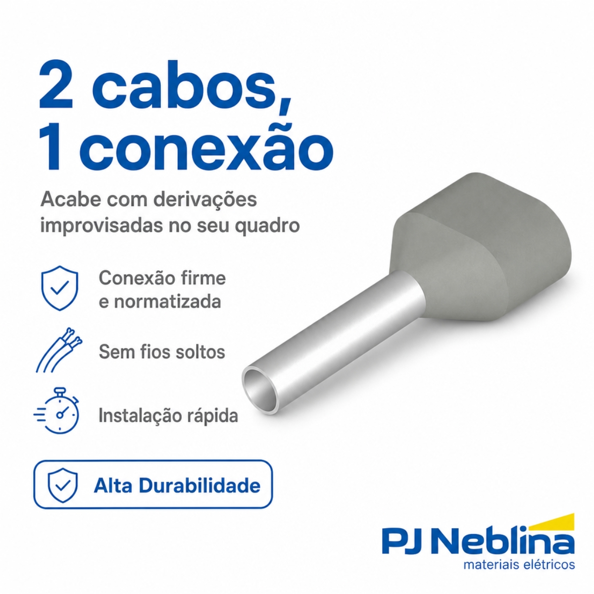Terminal Tubular (Ilhos) Duplo 0,75Mm (18Awg) Pre-Isolado Cinza 500Uni - Conexel