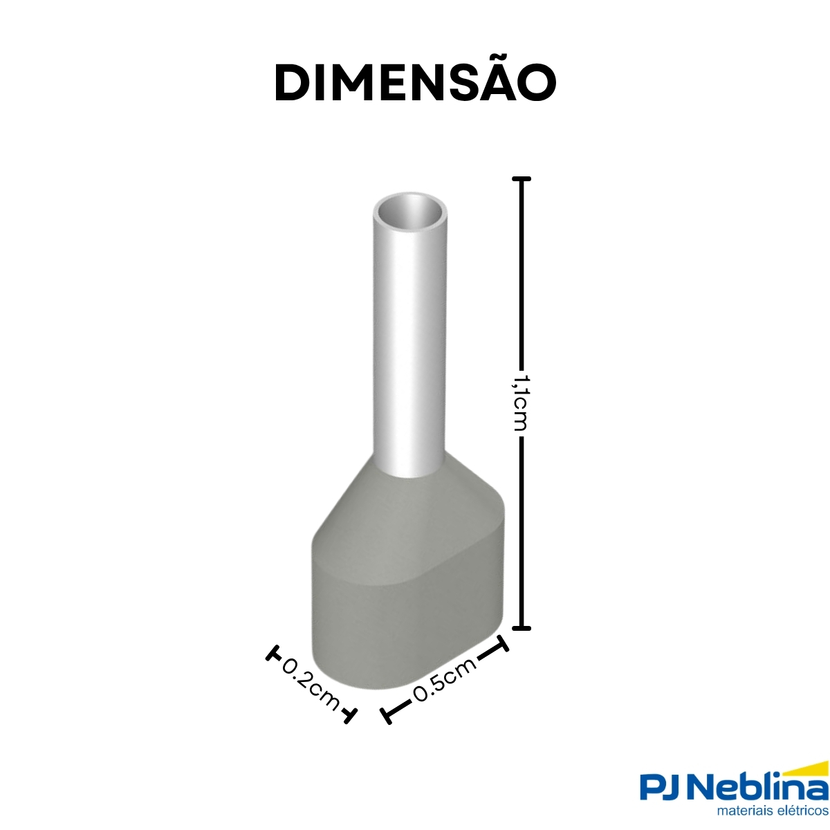Terminal Tubular (Ilhos) Duplo 0,75Mm (18Awg) Pre-Isolado Cinza 500Uni - Conexel