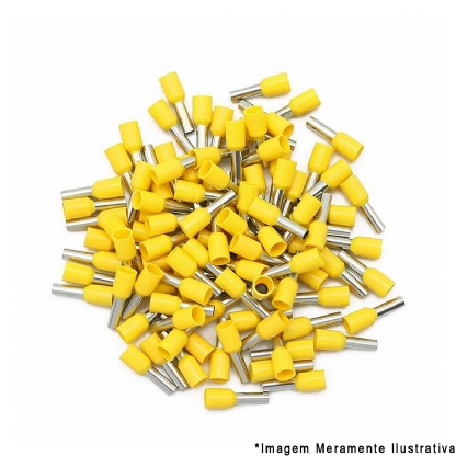 Terminal Tubular Ilhos 25mm Pré-Isolado Amarela 100 Unidades - Magnet