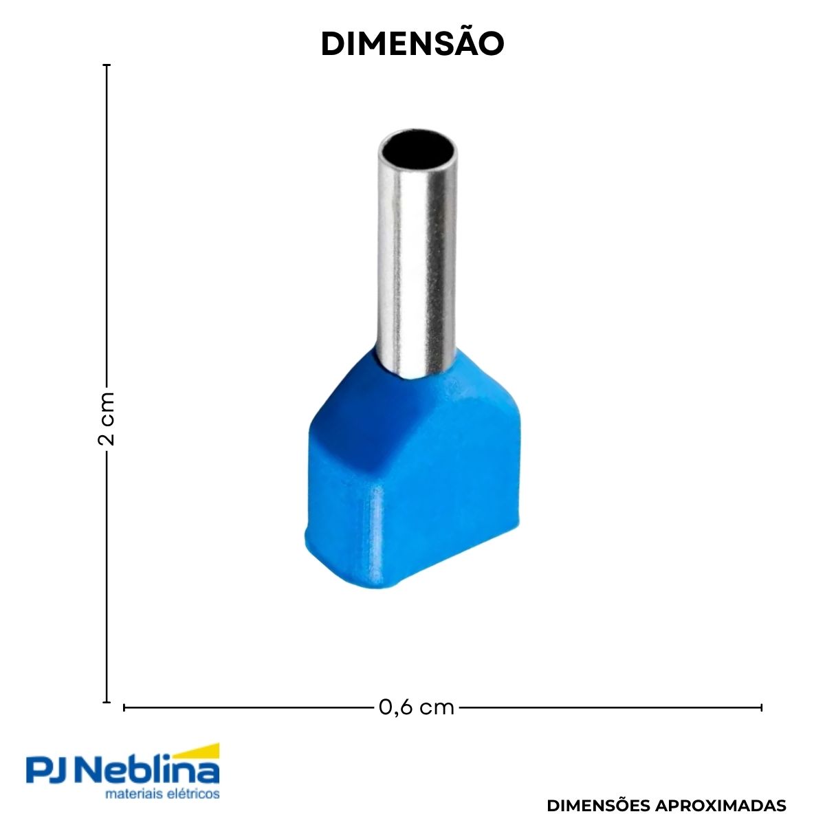 Terminal Tubular (ilhos) Duplo 2,50mm (14awg) Pre-isolado Az