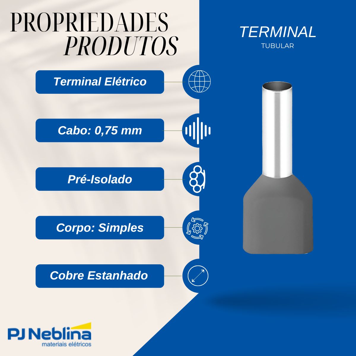 Terminal Tubular (ilhos) Duplo 0,75mm (18awg) Pre-isolado Cz