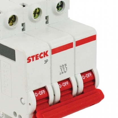 Disjuntor Mini Din Tripolar 70A Curva C 4,5Ka 230/400V SD63C70 - Steck