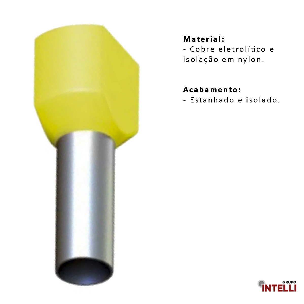 Terminal Tubular Ilhos Duplo 6,00Mm (10Awg) Pre-Isolado Amarelo 30131 Intelli