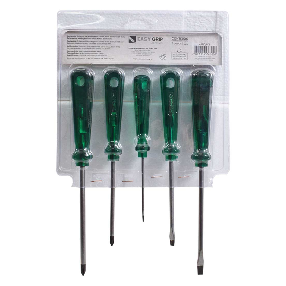 Jogo Chave Fenda 5 Chaves Ponta Chata/Cruzada - Tramontina
