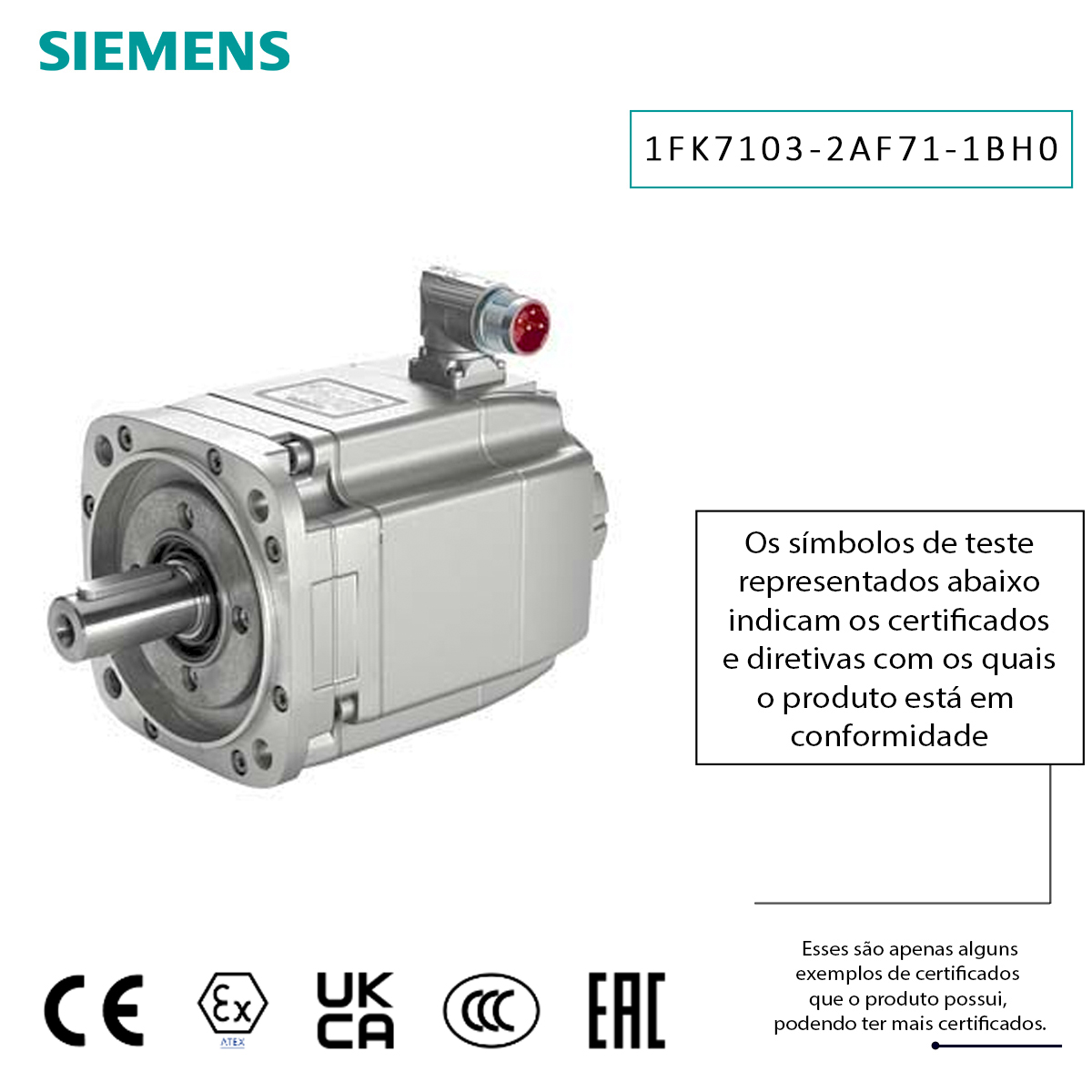 Servomotor 3000Rp Trifásico 4,4Kw 11,5A 1FK71032AF711BH0 - Siemens