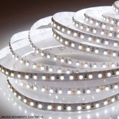 Fita De Led LED 5050 14,4W/M 12Vcc Luz Branca 6500K Rolo Com 5 Metros - Cl Luz
