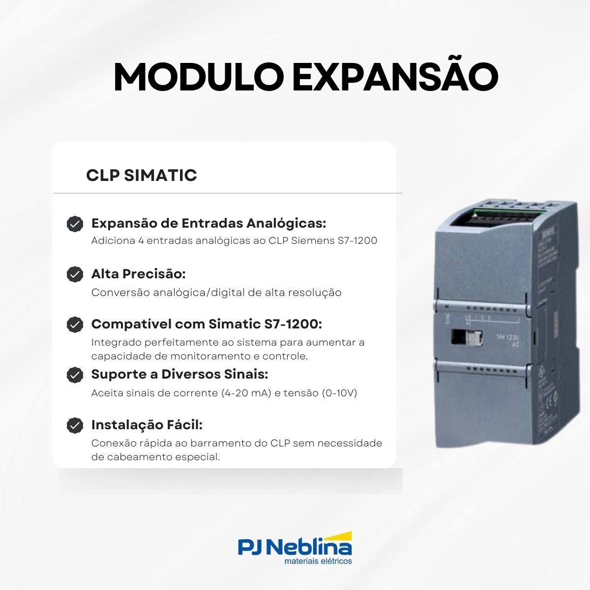 Modulo Expansao Clp Entrada Analogica 4ea Sm 1231 Simatic S7