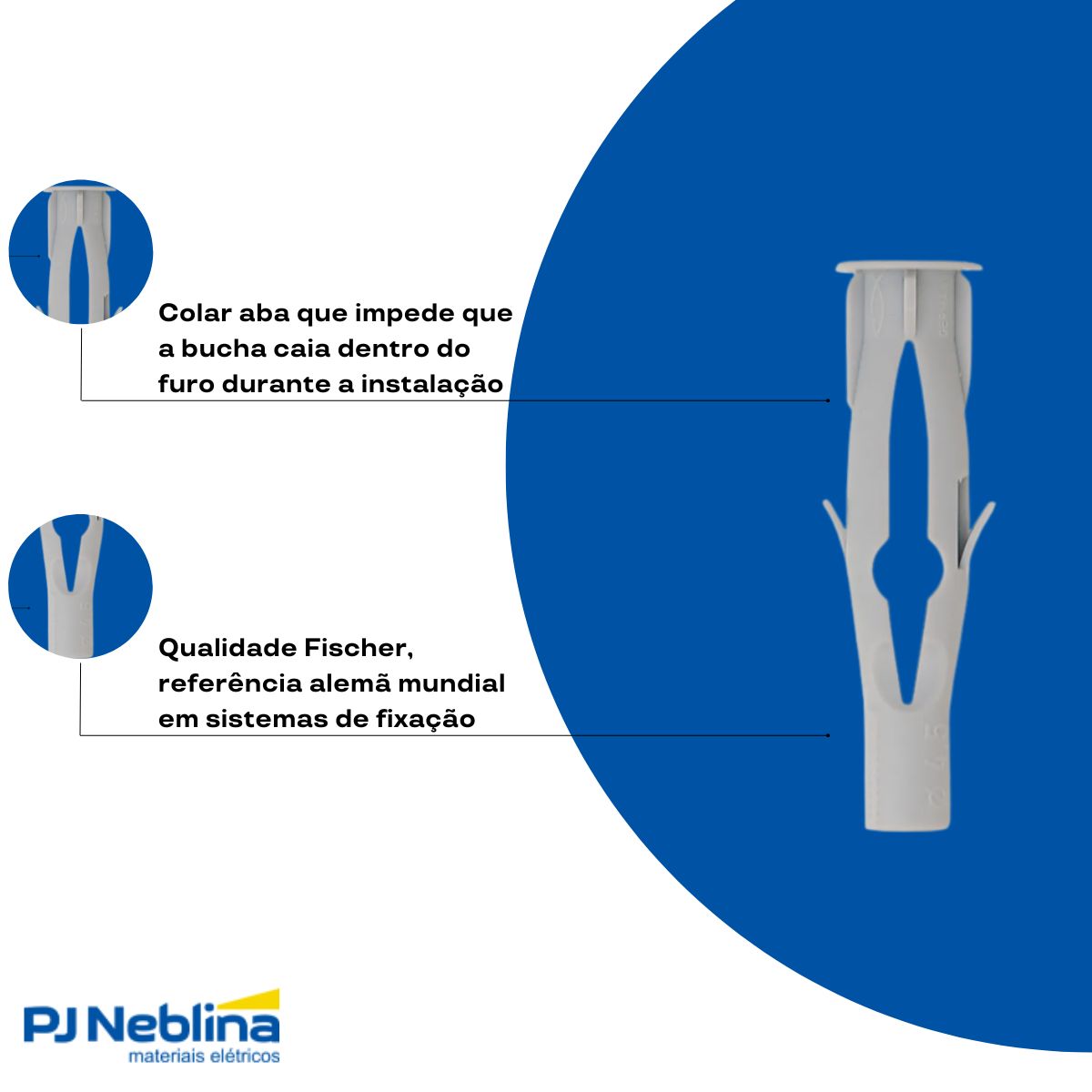 Bucha Fixação Universal Fu8 8Mm Nylon Cinza - Fischer
