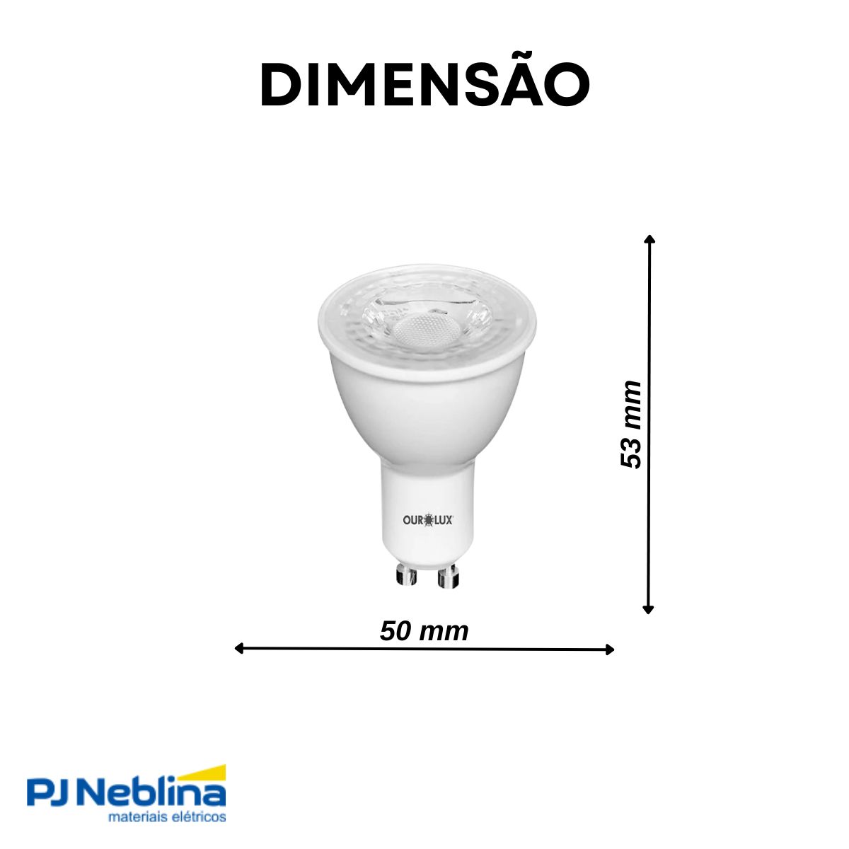 Lâmpada Led Dicroica Mr16 6W Bivolt Gu10 6400K Branco Frio Luz Branca 420Lm 38G - Ourolux