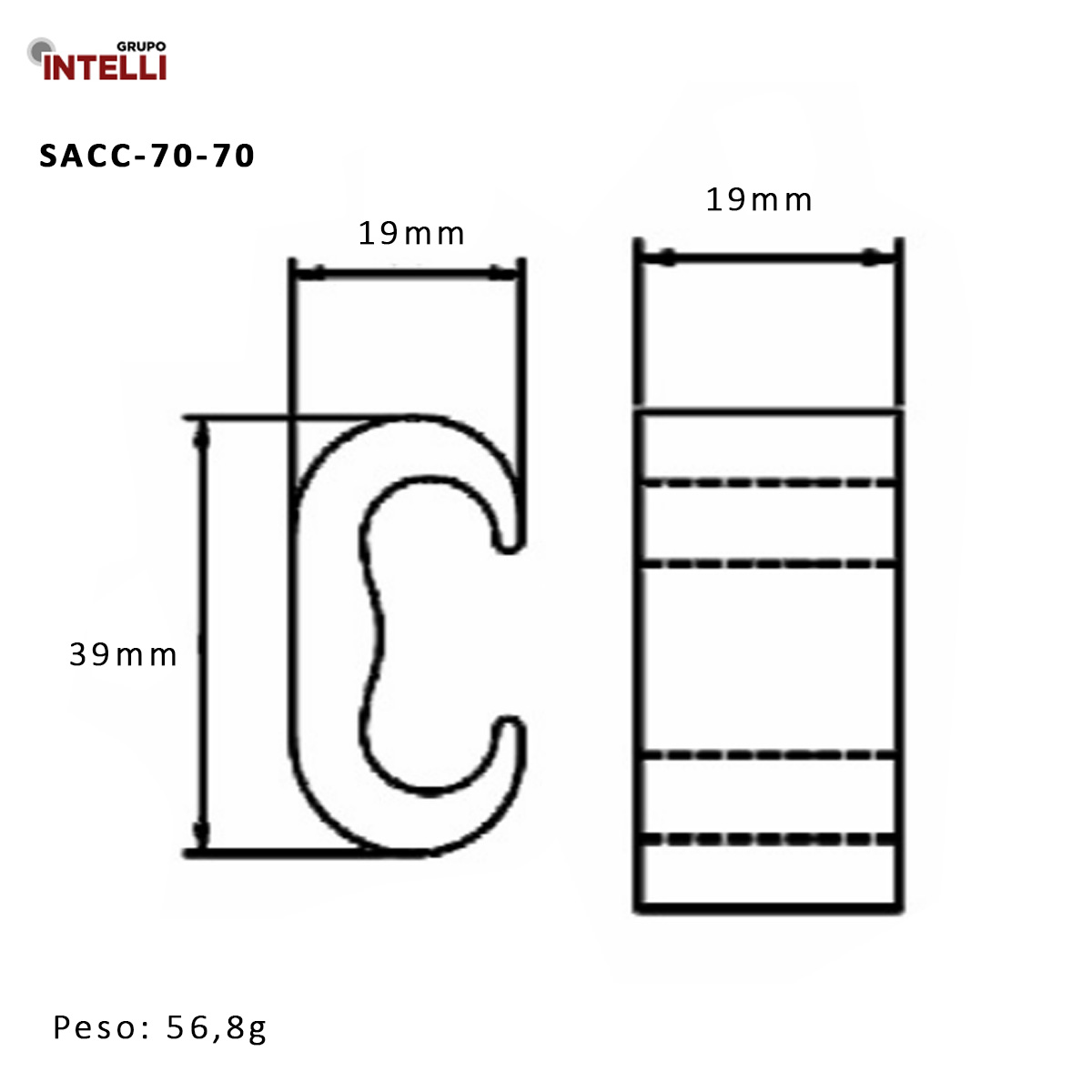 Conector Aterramento Compressão Simples Cobre Cabo/Cabo 35-70Mm Sacc 10314 Intelli