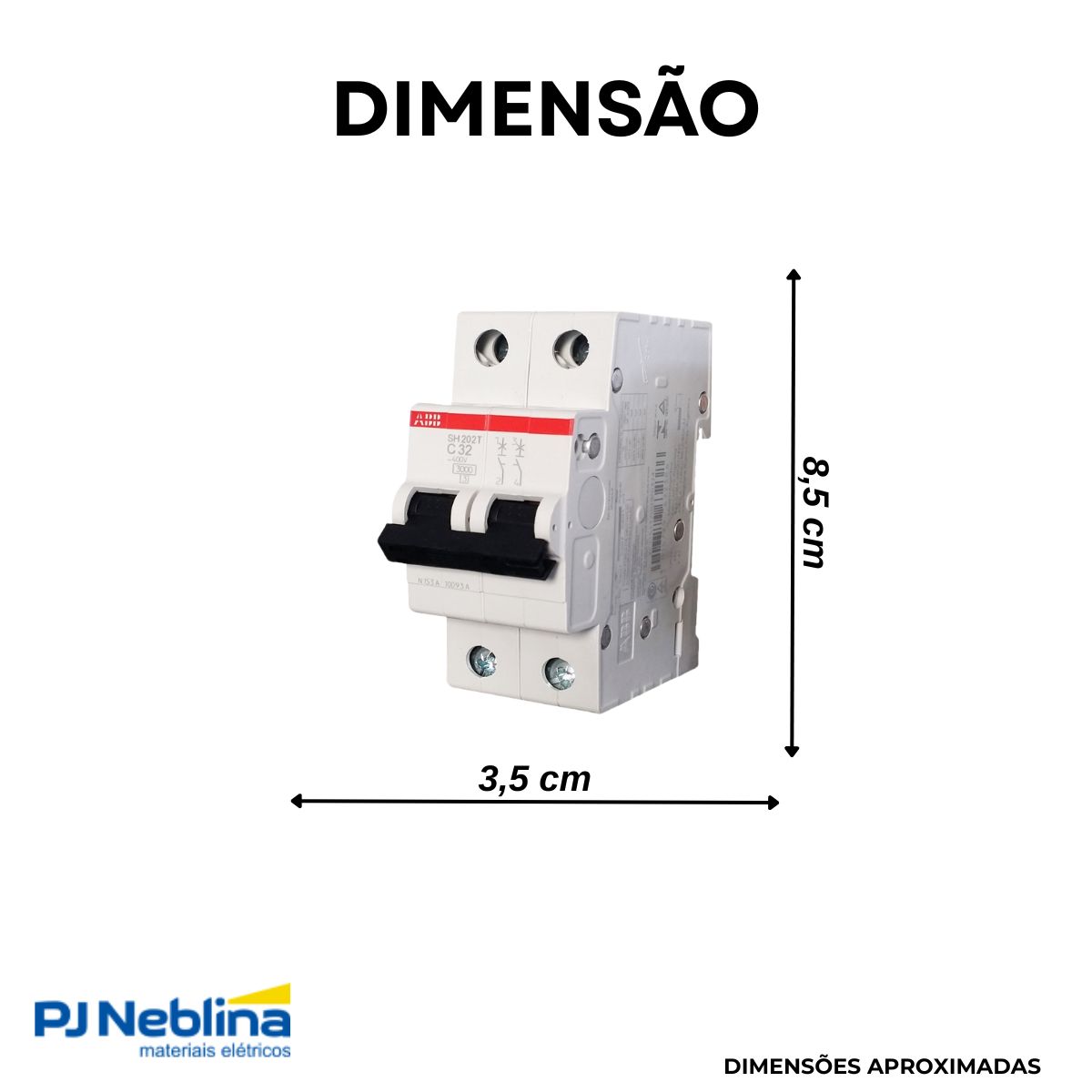 Disjuntor Mini Din Bipolar 25A Curva C 5Ka 230V - Abb