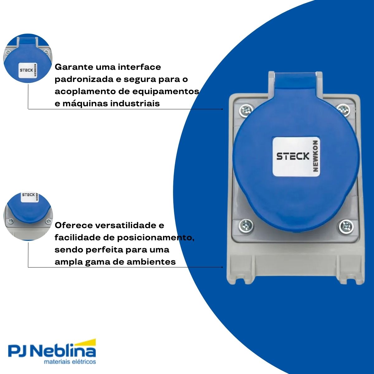 Plug Fixação Azul Sobrepor 32A 200/250V 2P+T 6H - Steck