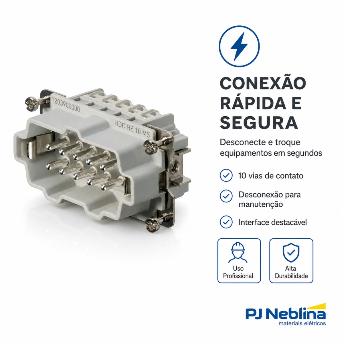 Porta Contato Tomada Multipolar Macho 10P 16A 500V Policarbonato Bege - Conexel