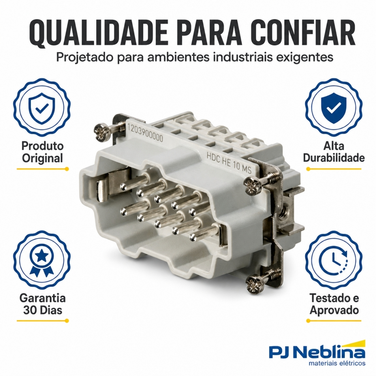Porta Contato Tomada Multipolar Macho 10P 16A 500V Policarbonato Bege - Conexel