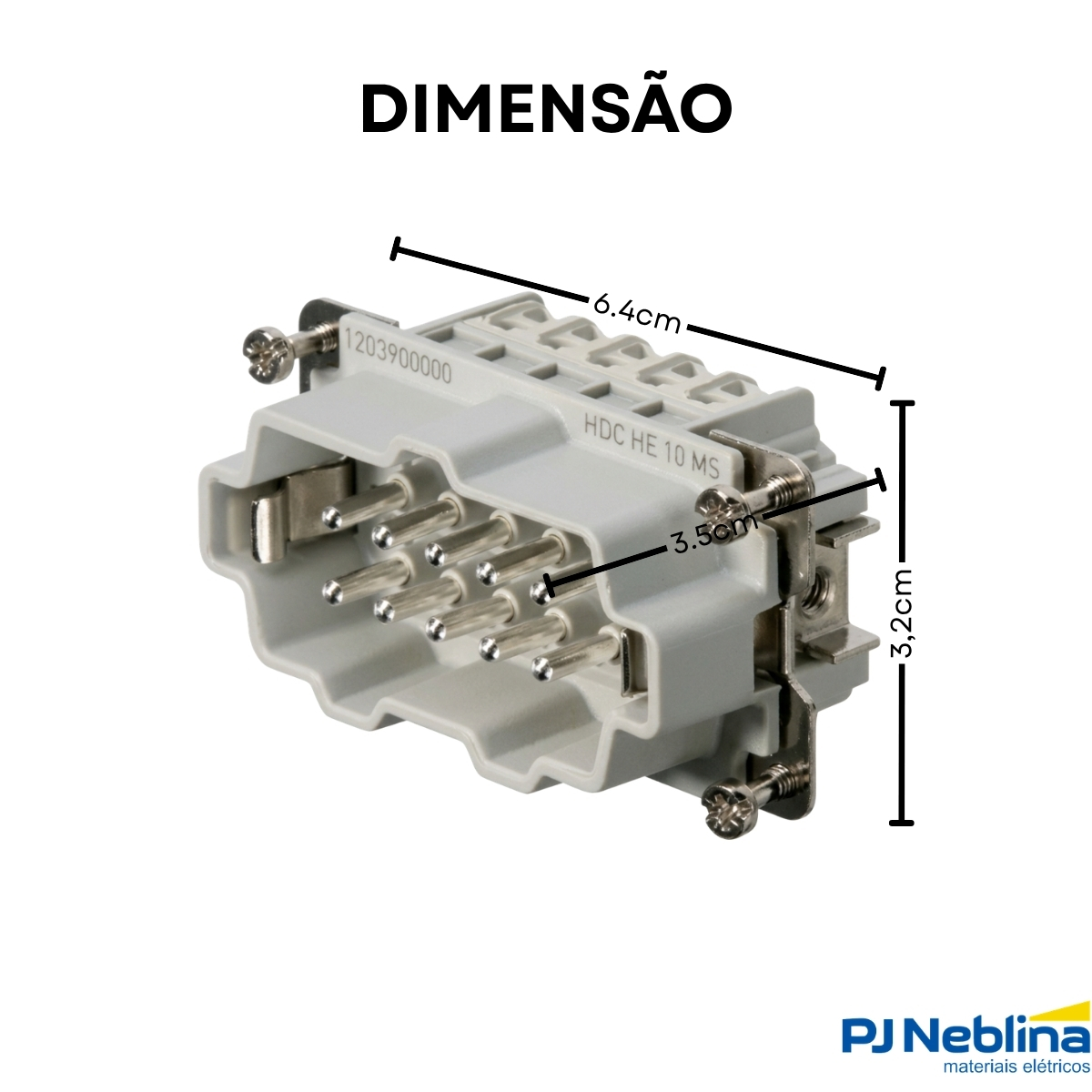 Porta Contato Tomada Multipolar Macho 10P 16A 500V Policarbonato Bege - Conexel