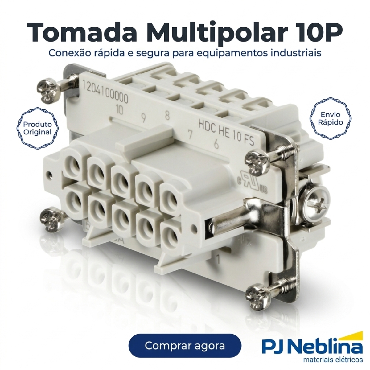 Porta Contato Tomada Multipolar Fêmea 10P 16A 500V Policarbonato Bege - Conexel
