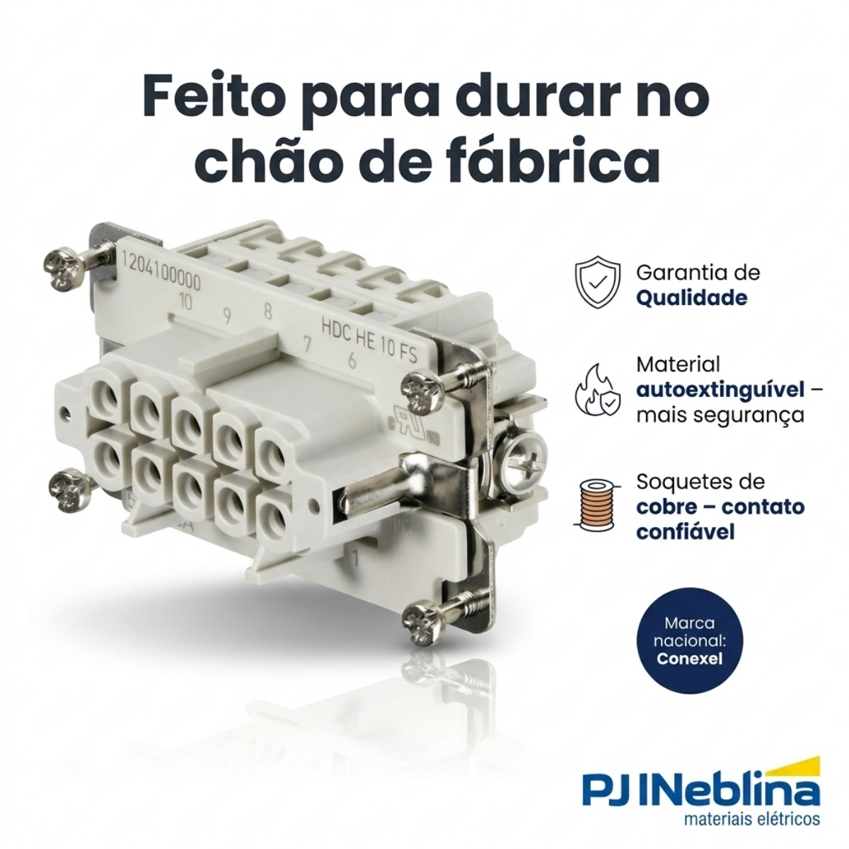 Porta Contato Tomada Multipolar Fêmea 10P 16A 500V Policarbonato Bege - Conexel