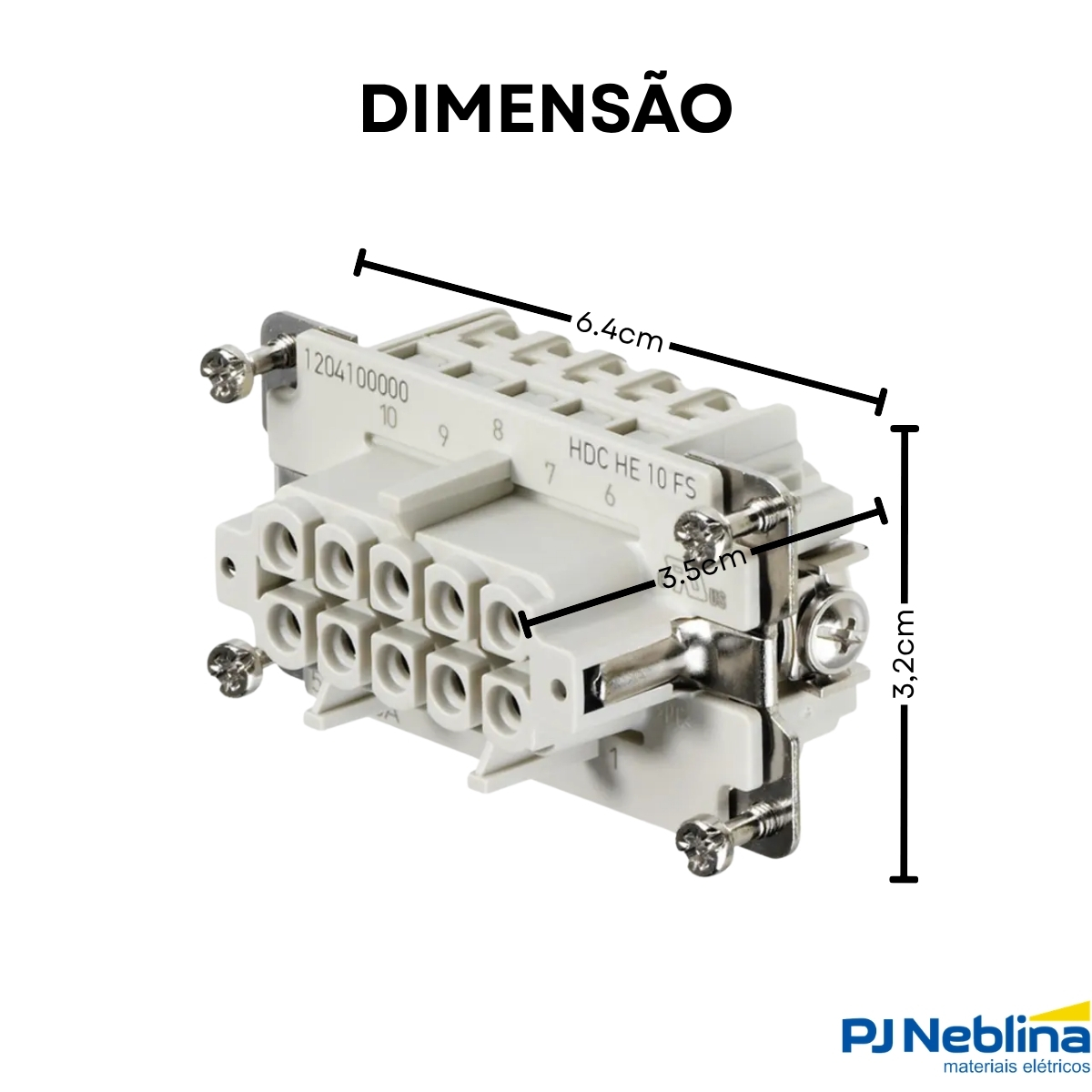 Porta Contato Tomada Multipolar Fêmea 10P 16A 500V Policarbonato Bege - Conexel