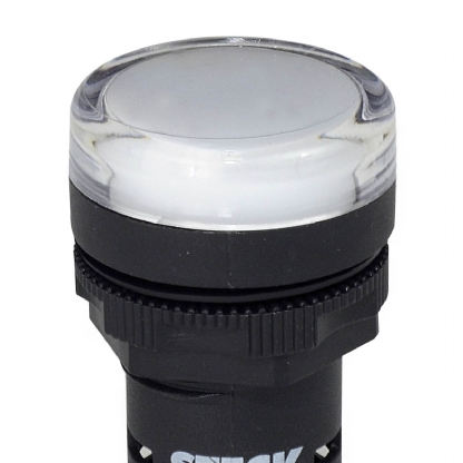 Sinaleiro Monobloco Redondo Plástico Branco 220V Led Ip65 Max Botton 22mm - Steck