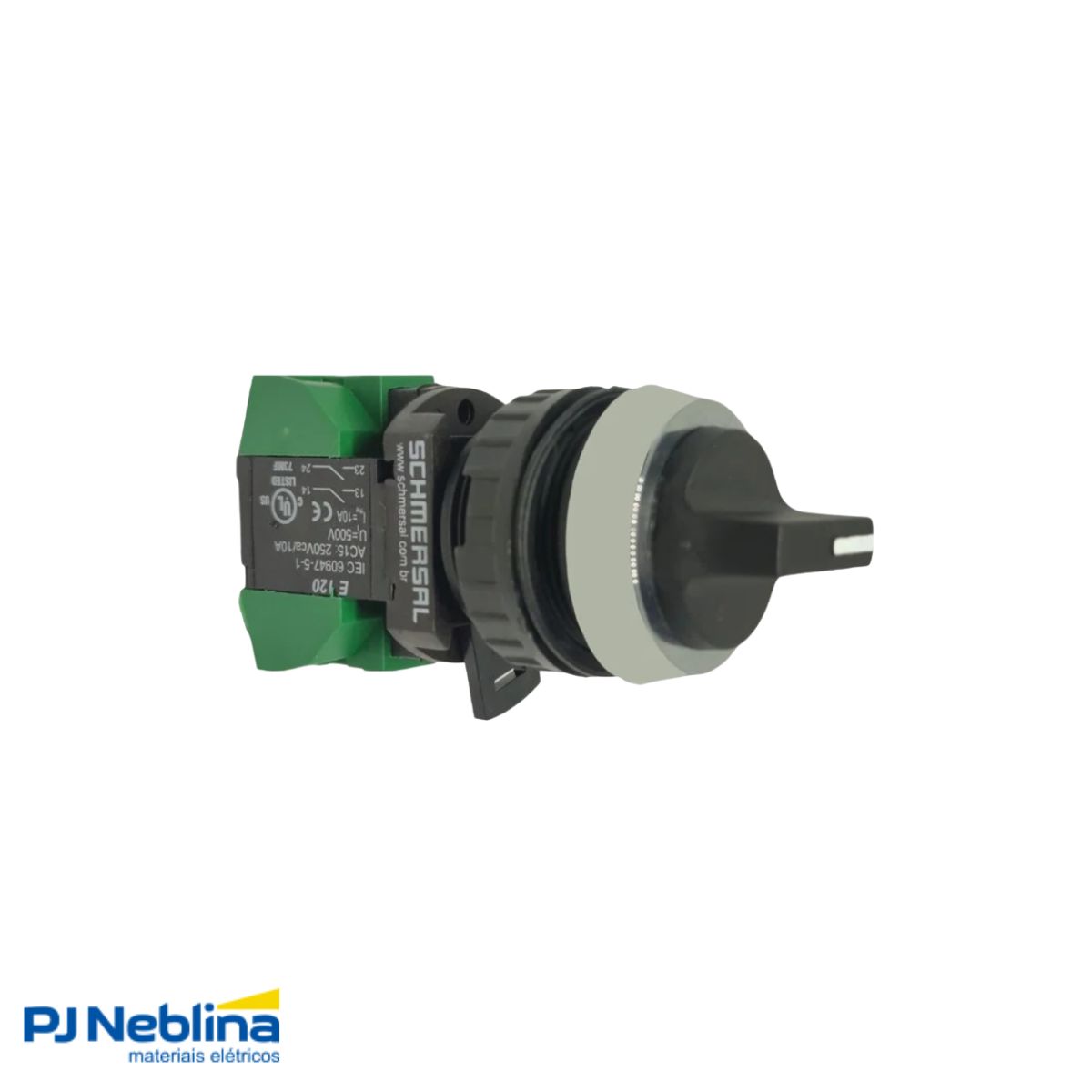 Botão Comutador Knob Curto 3 Pos Ret 45G 30Mm Metálico Preto 2Na - Ace Schemersal