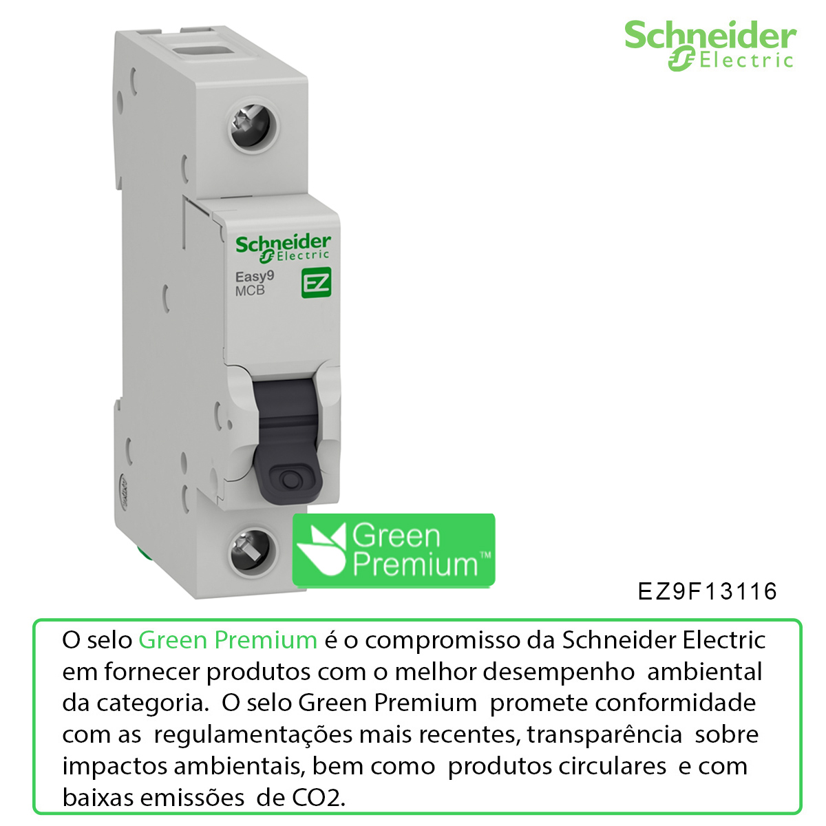 Disjuntor Mini Din 1P 16A 230/400V Curva B 3Ka Easy9  EZ9F13116 - Schneider Electric