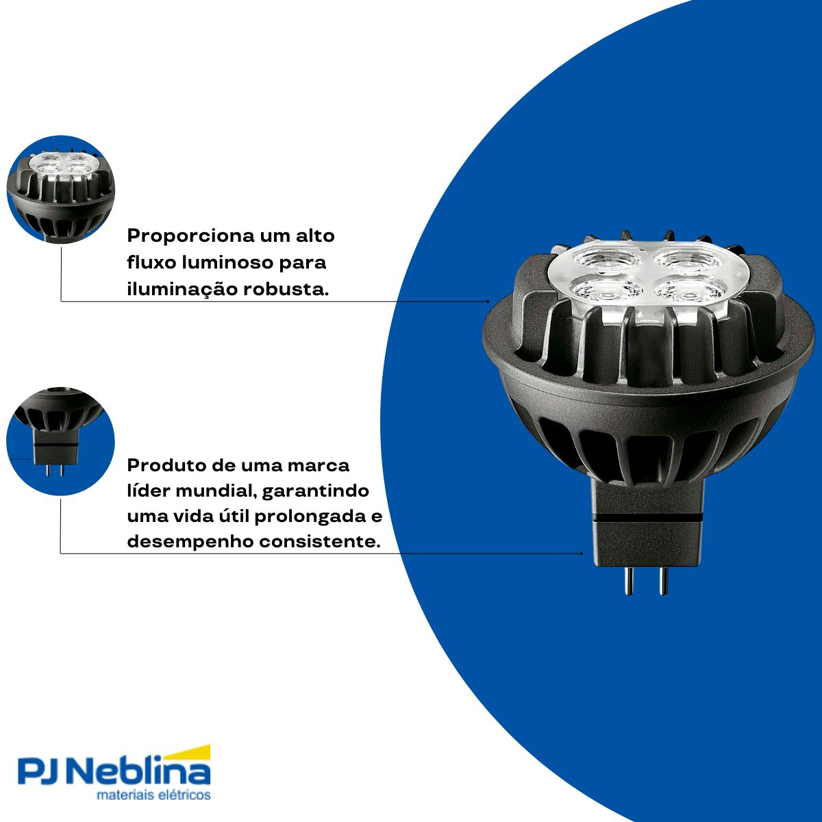 Lâmpada Led Dicroica Mr16 7W 12V Gu5,3 2700K Branco Quente Luz Amarela 420Lm 36G - Philips