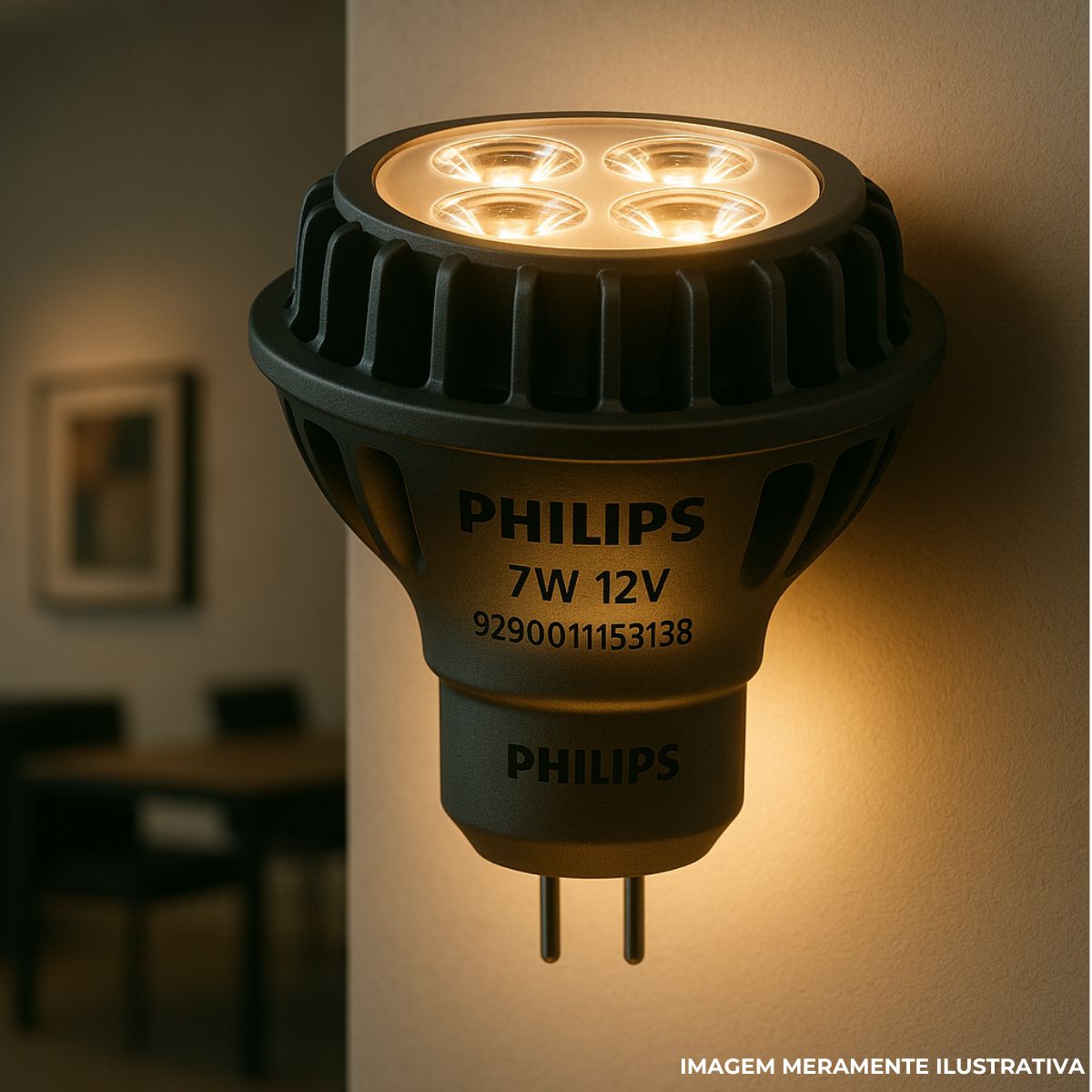 Lâmpada Led Dicroica Mr16 7W 12V Gu5,3 2700K Branco Quente Luz Amarela 420Lm 36G - Philips