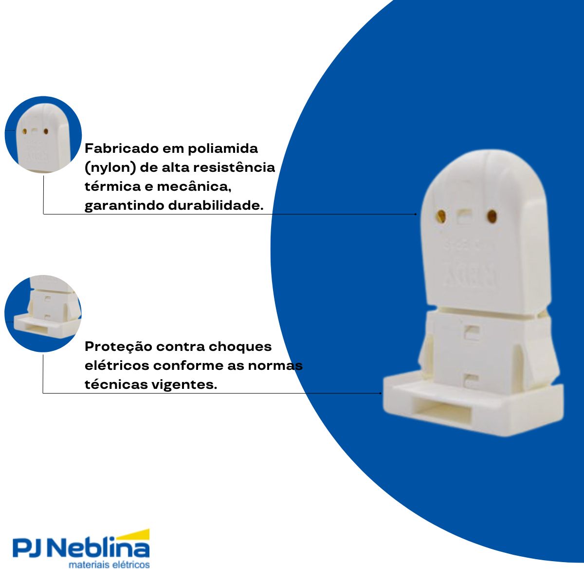 Soquete Lâmpada Poliamida Inclinado G13 2A 250V Engate Rápido Anti-Vibratorio - Redy